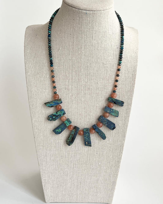 Azurite and Sunstone Necklace