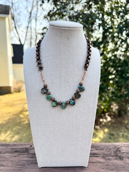 Adjustable Chyrsocolla Drop Necklace