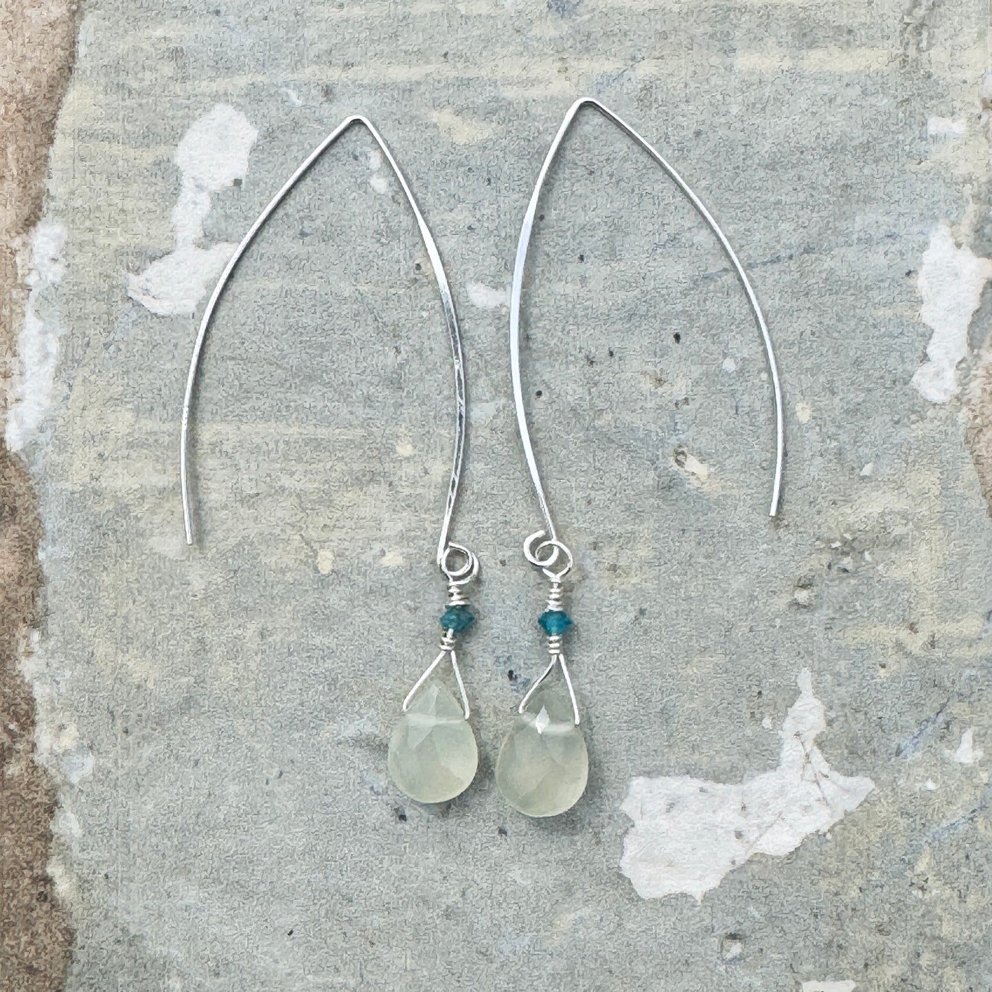 Serpentine Jade with Blue Apatite Drop Earrings