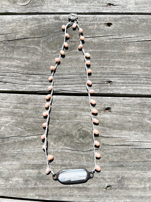 Crocheted Pink Pearls with Pendant