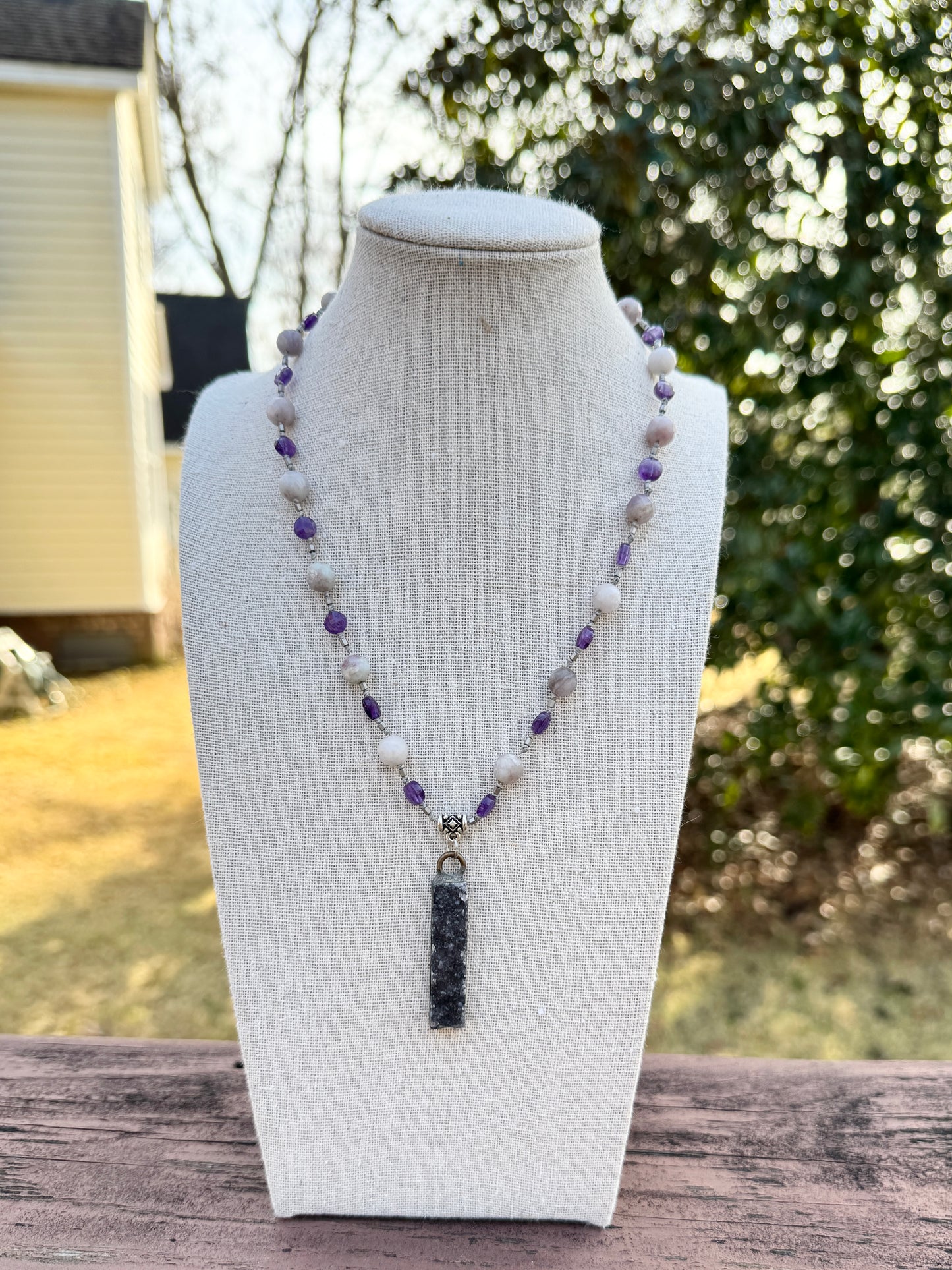 Amethyst Druzy Pendant Necklace