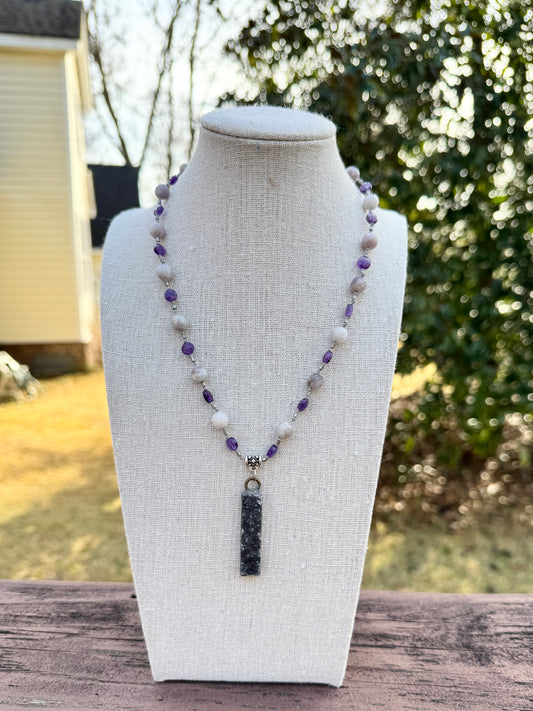 Amethyst Druzy Pendant Necklace