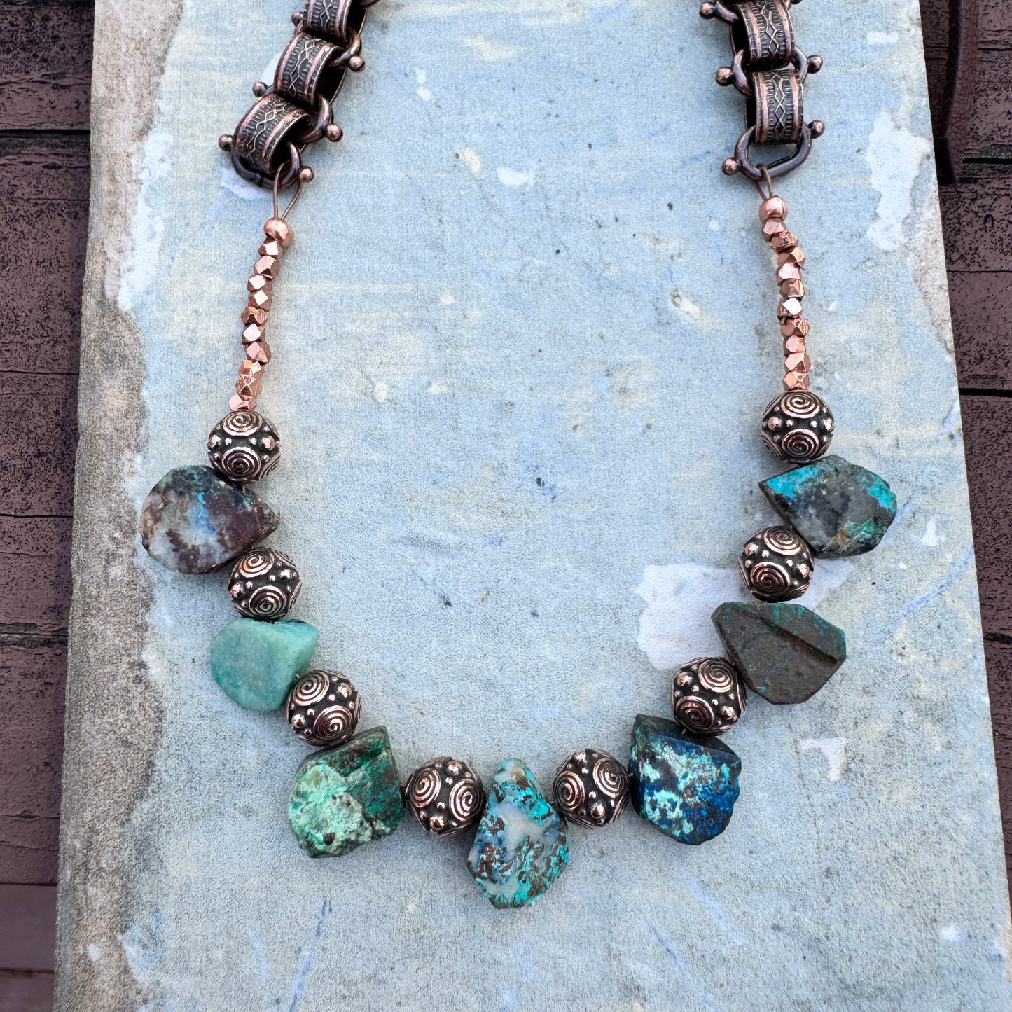 Adjustable Chyrsocolla Drop Necklace