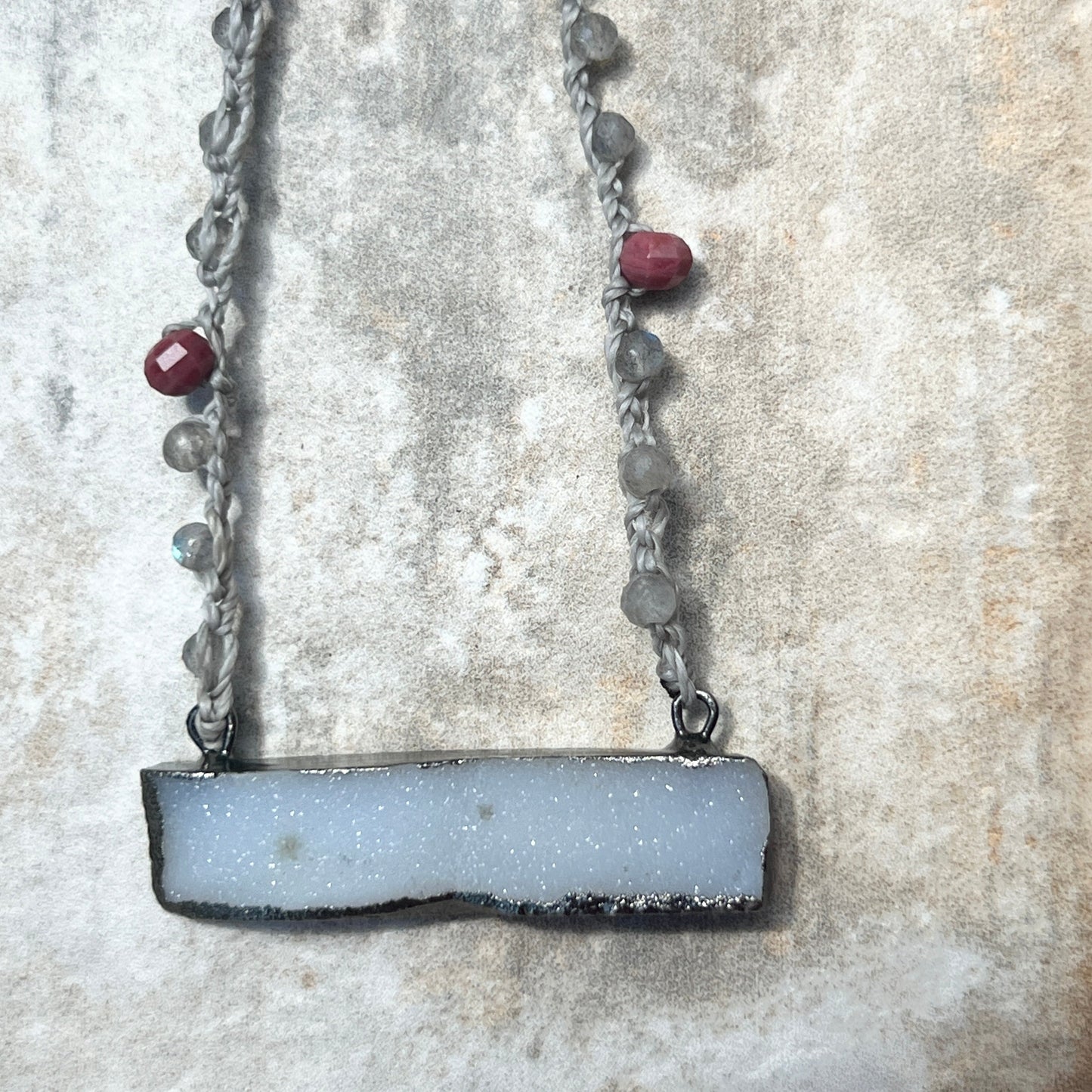 Crocheted Druzy Pendant