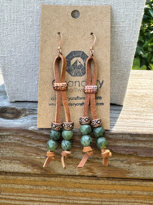 Suede Lace and Gemstone Earrings