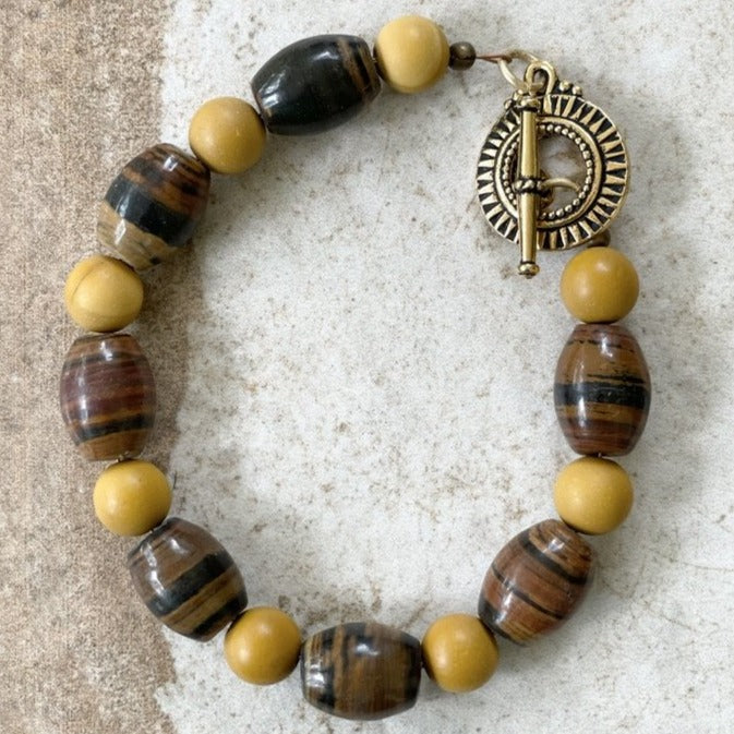 Mookaite & Iron Zebra Jasper Bracelet