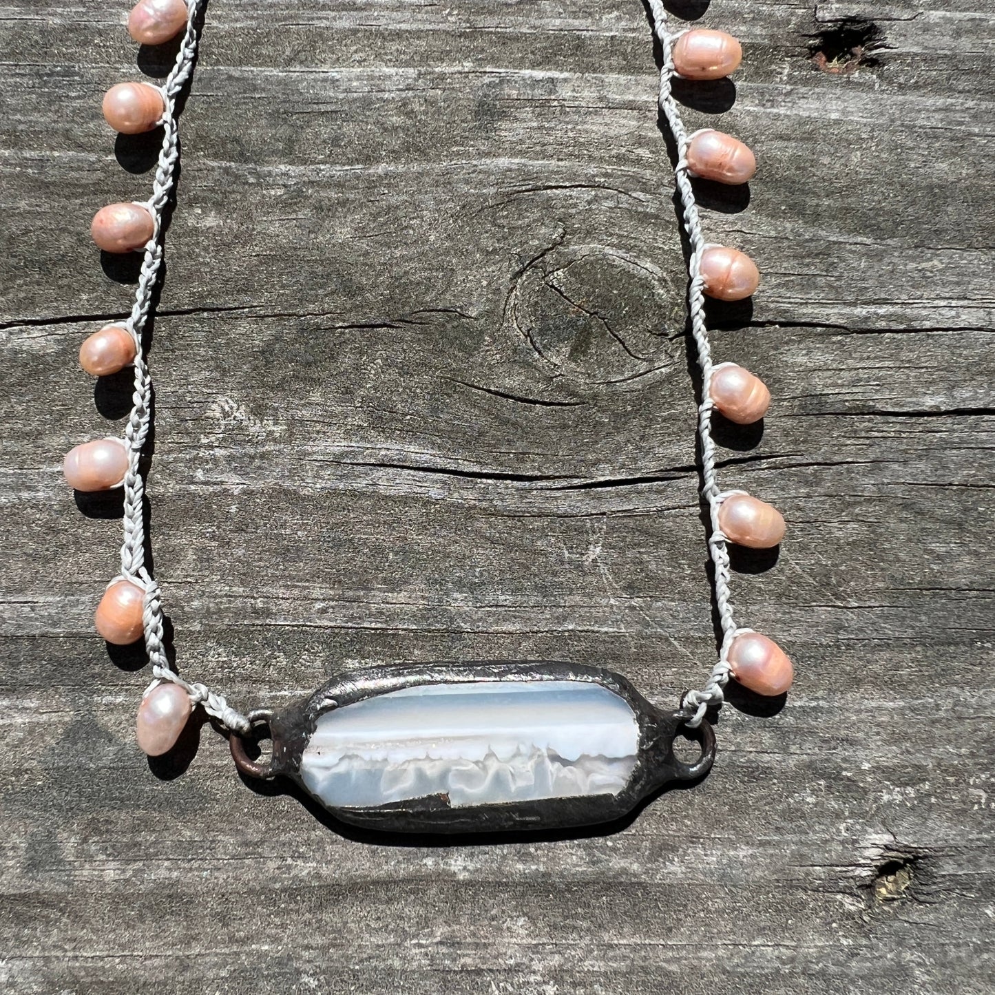 Crocheted Pink Pearls with Pendant
