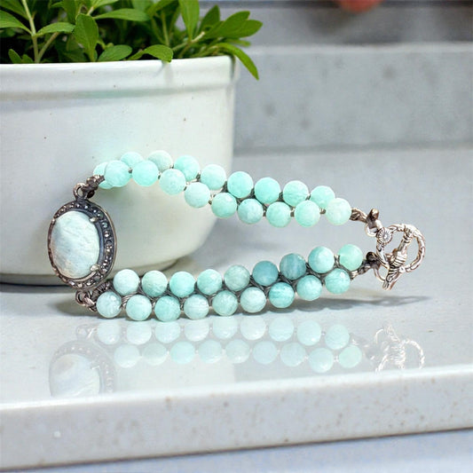 Amazonite with Marcasite Focal Bracelet