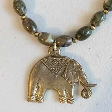 Elephant Pendant with Gemstones Necklace