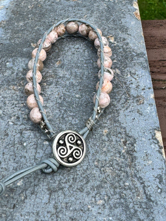 Single Wrap Rhodochrosite Bracelet