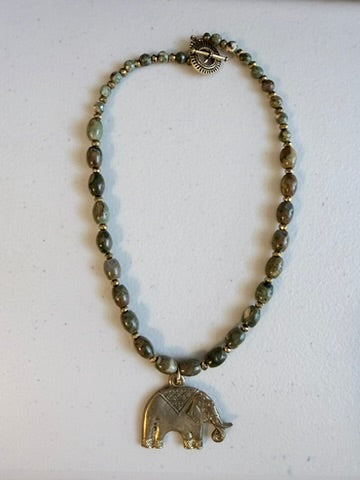 Elephant Pendant with Gemstones Necklace