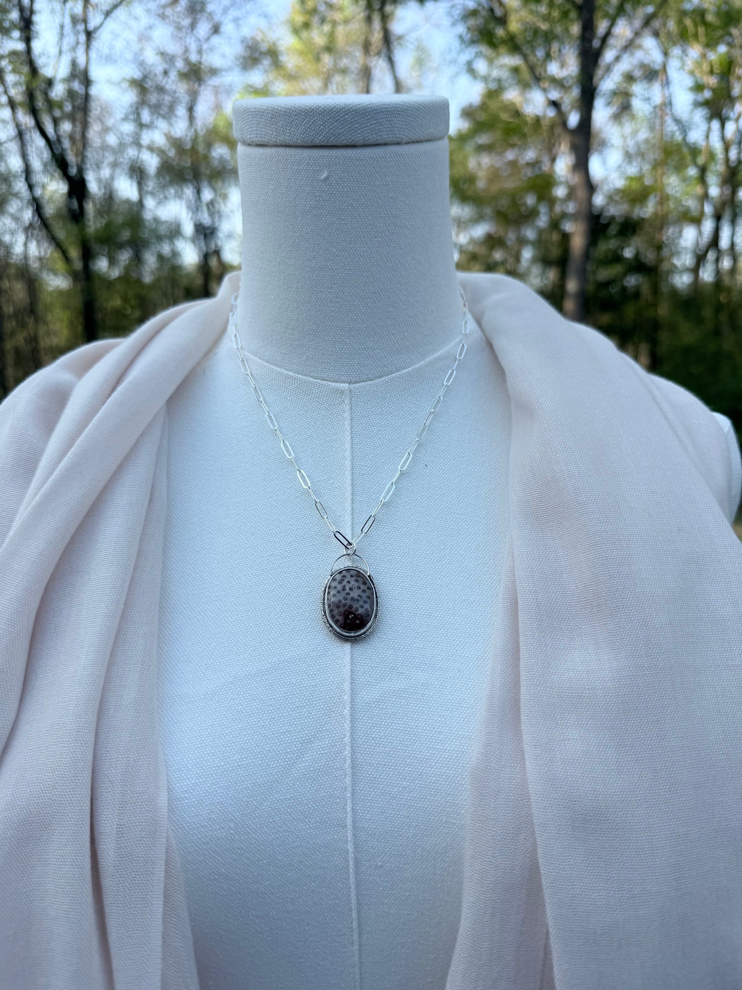 Petrified Palm Stone Pendant Necklace