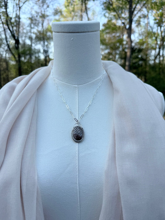 Petrified Palm Stone Pendant Necklace