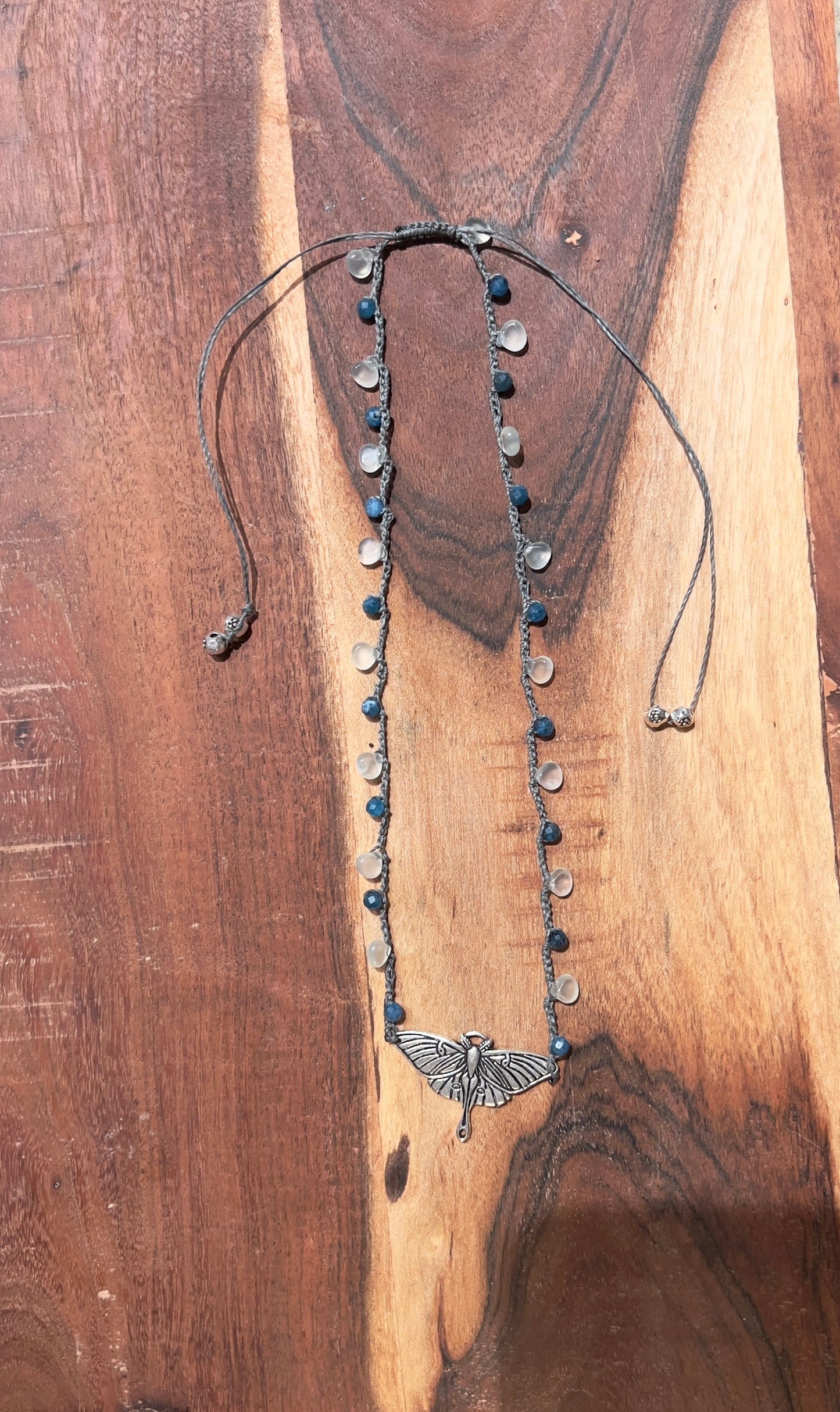 Crocheted Adjustable Luna Moth Necklace