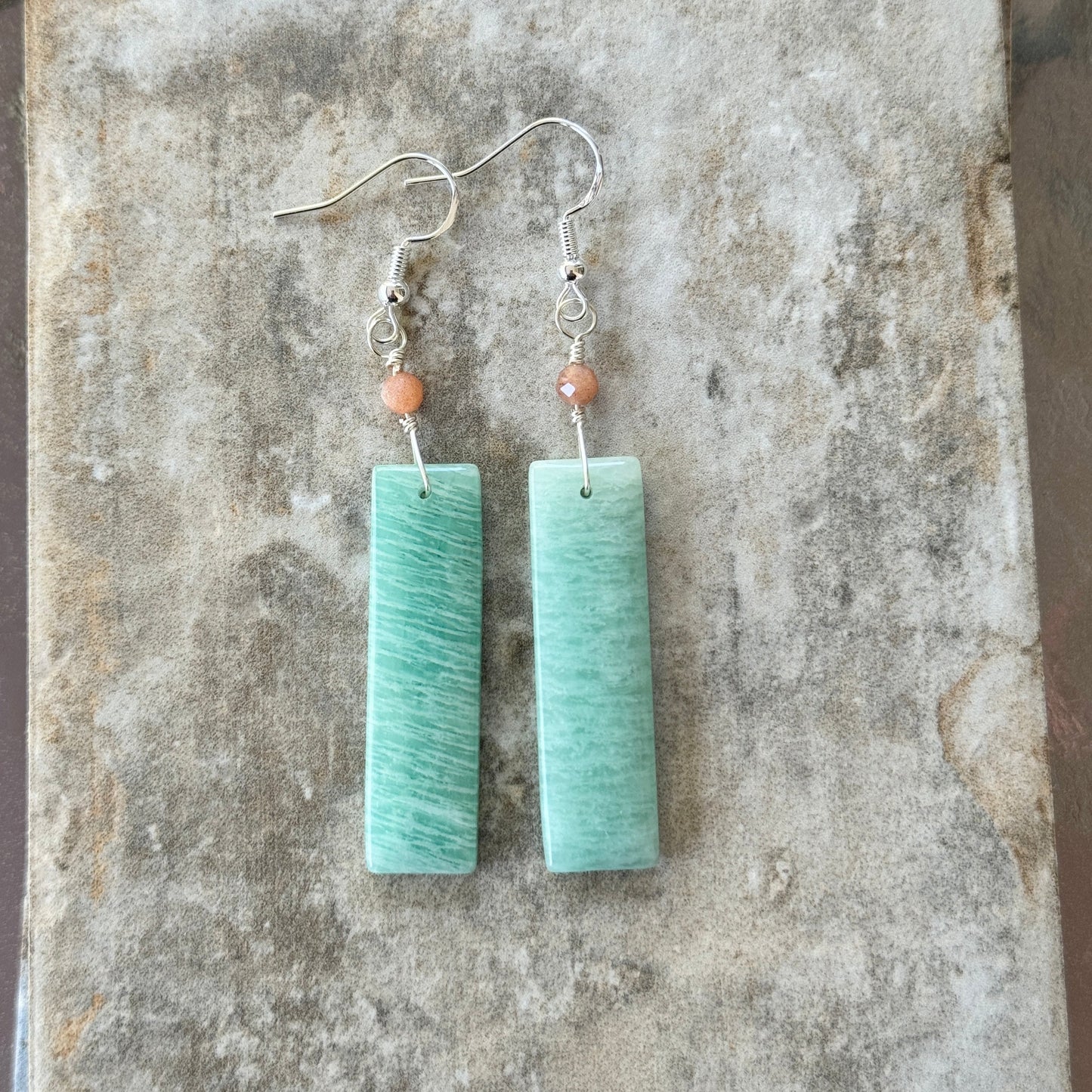 Amazonite with Sunstone Earrings