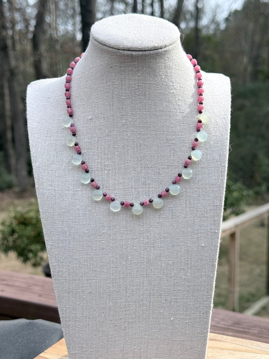 Prehnite and Ruby Necklace