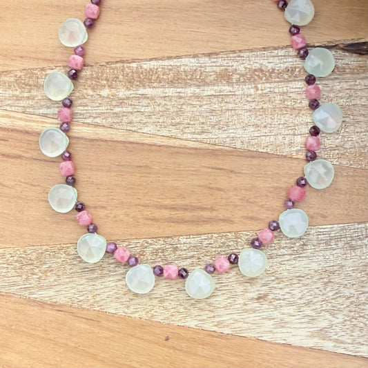 Prehnite and Ruby Necklace