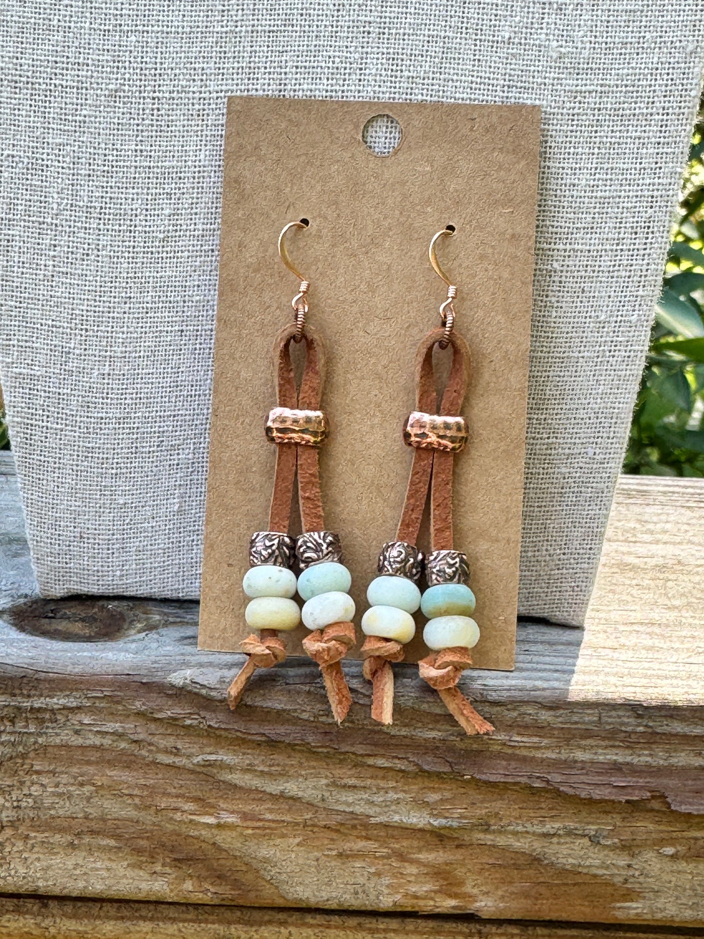 Suede Lace and Gemstone Earrings