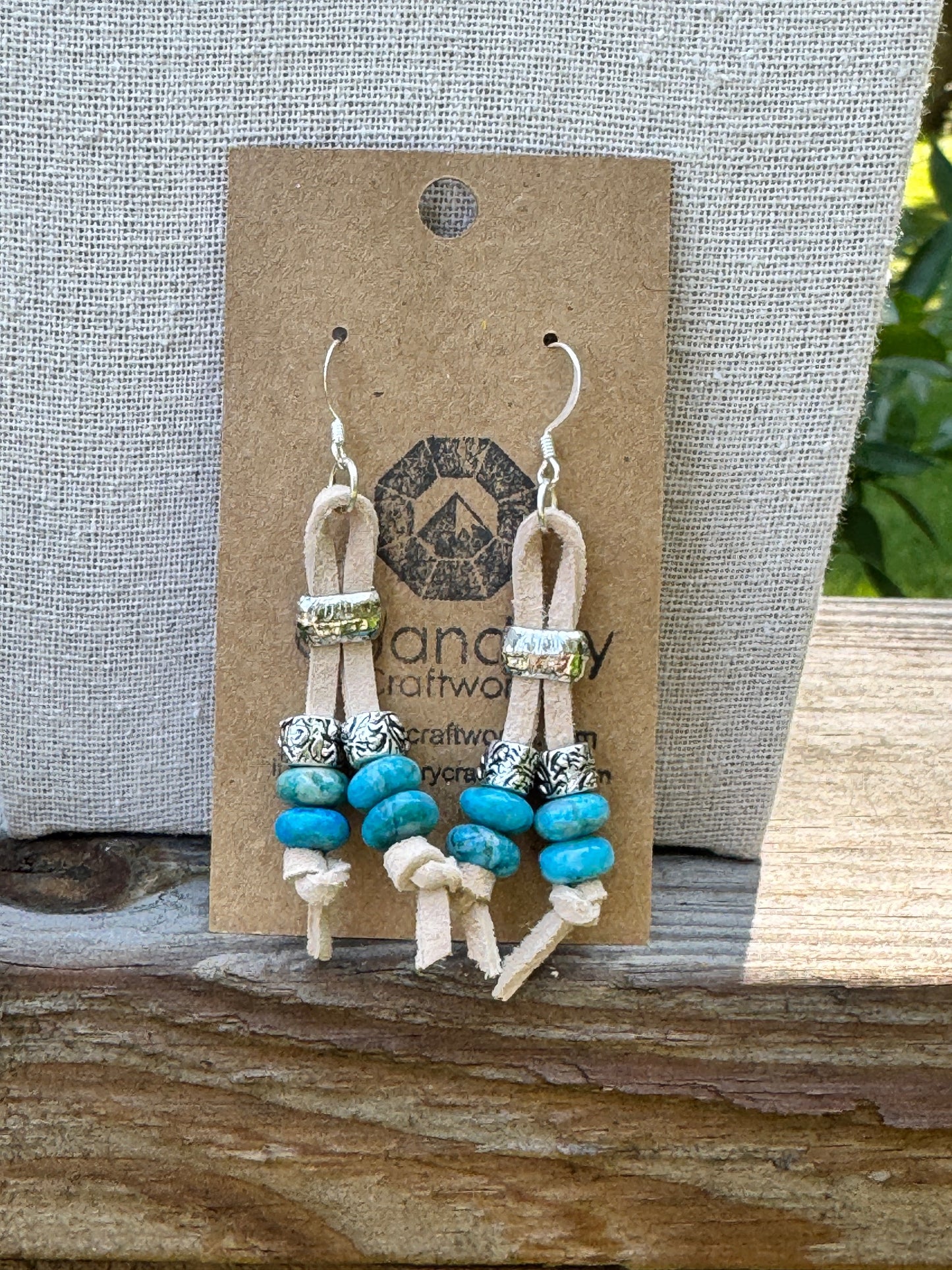 Suede Lace and Gemstone Earrings