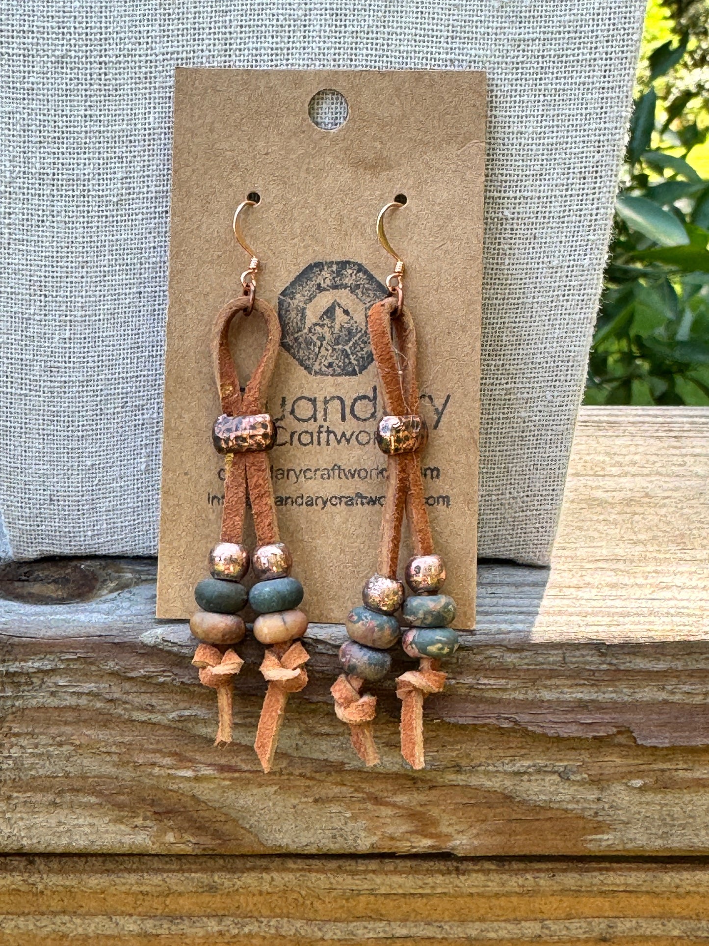 Suede Lace and Gemstone Earrings