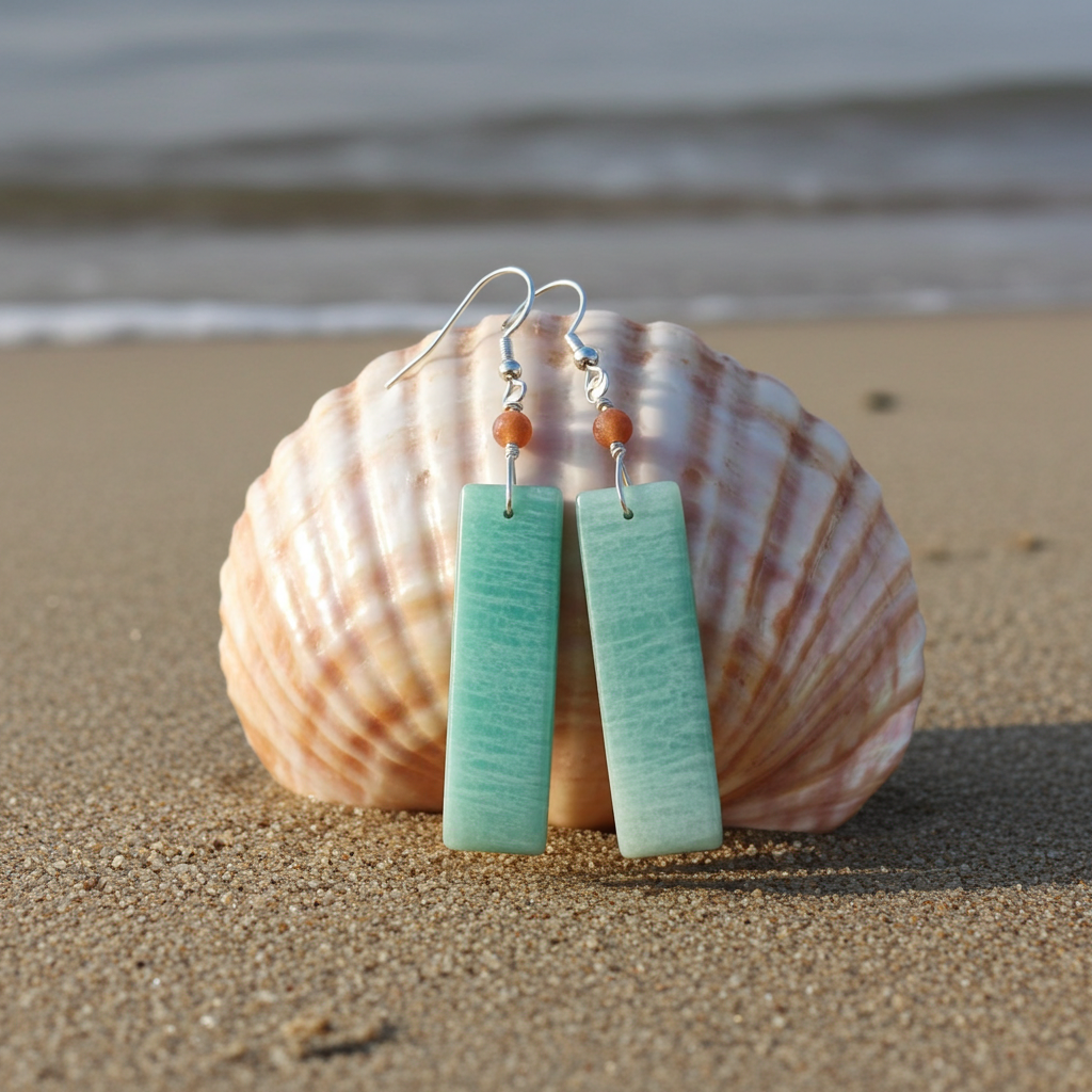 Amazonite with Sunstone Earrings