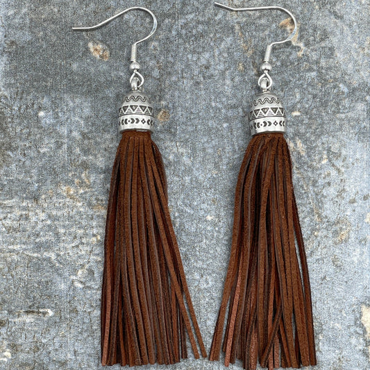 Patterned Cap Fringe Earring