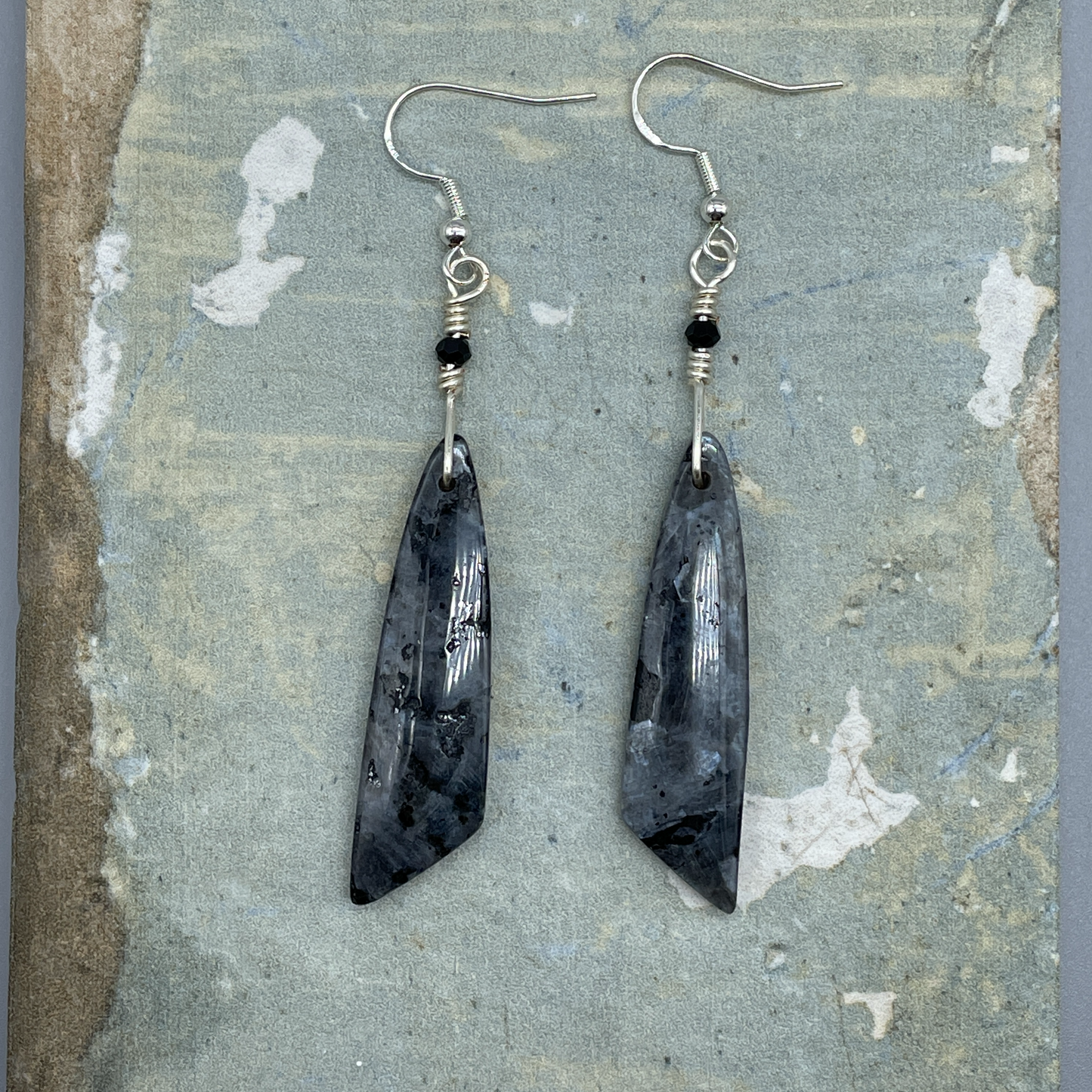 Black Spectrolite  with Spinel Earrings