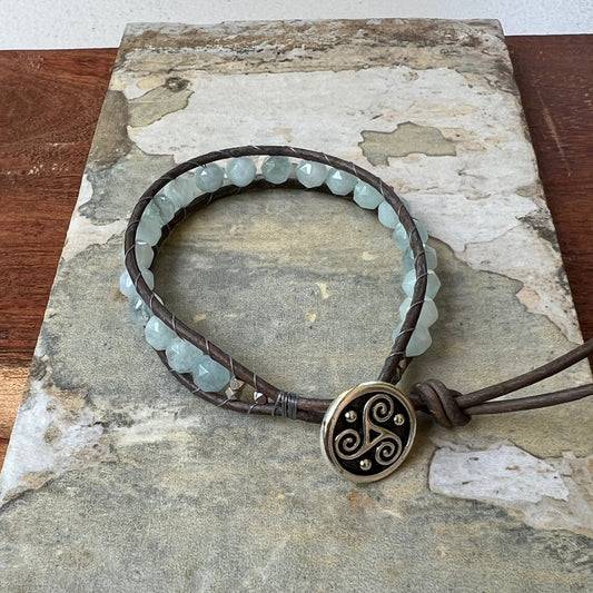 Single Wrap Aquamarine Bracelet