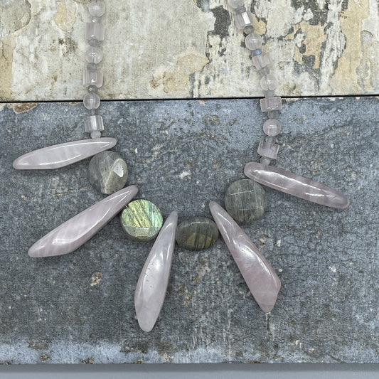 Rose Quartz and Labradorite Necklace