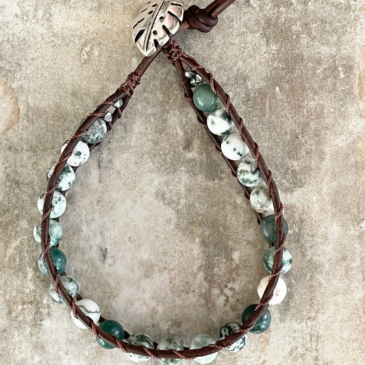 Single Wrap Tree Agate Wrap Bracelet