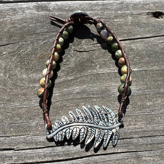 Leaf Link and Gemstone Bracelet