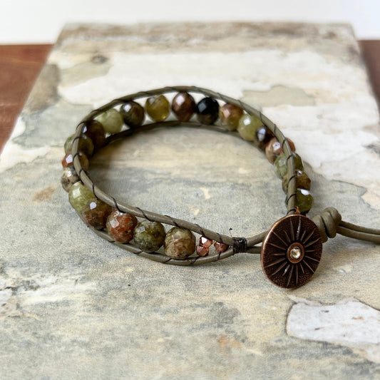 Single Wrap Green Garnet Bracelet